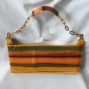 Paul Melian Vintage Patent Orange Yellow Multi Color Stripe Shoulder Bag